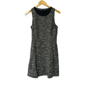 Banana Republic Marled Sleeveless Flare Hem Dress Size 8 Gray Black